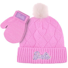Barbie Flickor Vintermössa med Vantar för 5-13 År - Ultra Mjuk Rosa Beanie