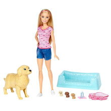 Barbie Dolls with Mommy Dogs and Newborn Puppies