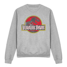 (L, Athletic Heather) Jurassic Park Unisex Adult Distressed Logo Sweatshirt