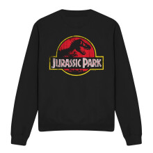 (XXL, Black) Jurassic Park Unisex Adult Distressed Logo Sweatshirt