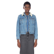 Levi's Dames Original Sherpa Trucker Jackets (Standaard en Plus), Verdeeld Blauw, X-Klein
