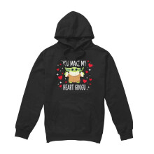 (S, Black) Star Wars Unisex Adult You Make My Heart Grogu Hoodie