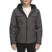 Levi's Men's Soft Shell Two Pocket Sherpa Lined Hooded Trucker Jacket, Graphite Heather Tech, Large