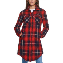 Levi's Chaqueta Larga de Lana con Forro Sherpa para Mujer, Rojo/Azul, Mediana