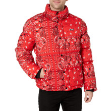 Levi's mens Levi's Men's Bubble Puffer COAT, Red Bandana, Large US