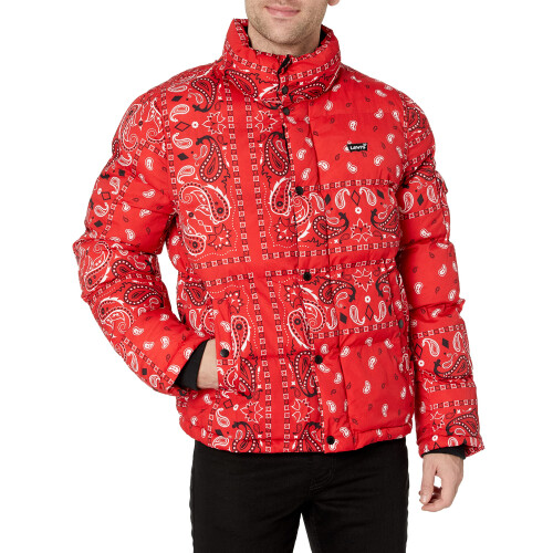 Levi's Levi's Herren Bubble Puffer Jacke, Rotes Bandana, Größe L