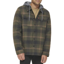 Levi's Heren Geruite Sherpa Gevoerde Hoodie Overhemdjas (Regulier & Groot & Lang), Groen Ombre Geruit, Klein