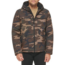 Levi's Men's Soft Shell Two Pocket Sherpa Lined Hooded Trucker Jacket, Camouflage, Large