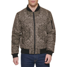 Levi's Herrars Diamond Quiltad Bomberjacka, Oliv Bandana Mönster, Large