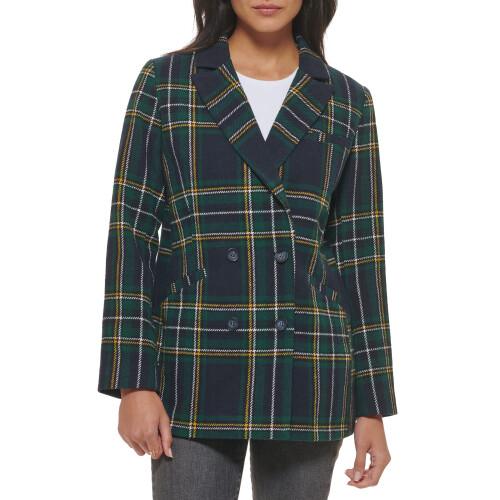 Levi's Levi's Women's Wool Blend Double Breasted Blazer, Black Watch Plaid, Small