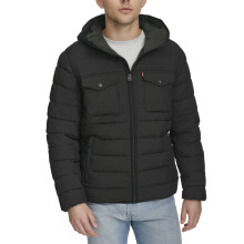 Levi's Men's 2-Pocket Stretch Quilted Puffer, Black, Small