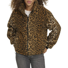 Chaqueta de Sherpa con cremallera de Levi's para mujer (tallas estándar y plus), leopardo, X-pequeña