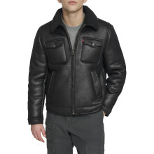 Chaqueta Trucker de Hombre Levi's de Piel Artificial, Negra, Grande