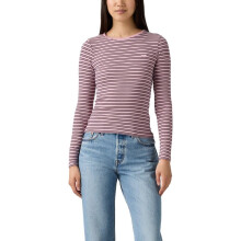 Levi's Camiseta de Manga Larga para Mujer Hayes (Disponible en Tallas Grandes), Clara Stripe Cloud Dancer, Pequeña