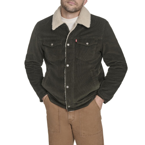 Levi's Levi's Herren Baumwoll-Trucker, Dunkeloliv, Cord, M