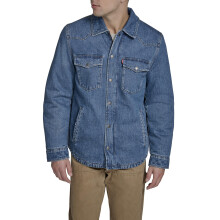 Levi's Men's Cotton Western Shirt Jacket, Medium Wash Denim, Large