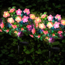 FWLWTWSS Solar Flower Lights Outdoor Garden - 2 Pack Rhododendron Solar Lights, Powered Waterproof with 21 Small Rhododendron Flowers, Garde