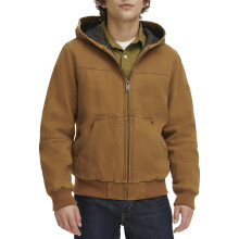 Levi's Men's Workwear Cotton Canvas Hoody Bomber Jacket (Regular & Big & Tall Sizes), New Brown Quilted, Medium