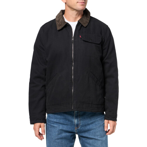 Levi's Levi's Herren Baumwollfeldjacke mit Cordkragen, schwarz, klein