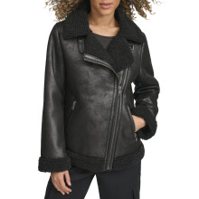 Levi's Moto de Mujer de Piel Sintética, Negro Nuevo, Mediano