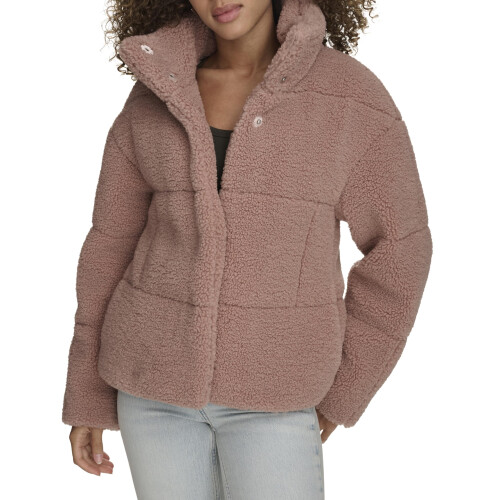 Levi's Levi's Dames Lange Patchwork Gequiltde Teddyjas, Mauve Shortie, Groot