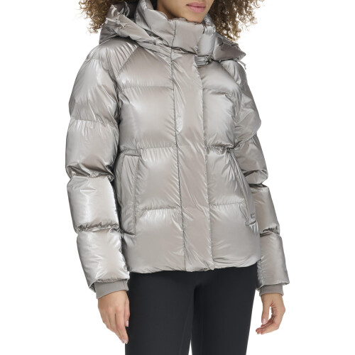 Levi's Levi's Damen Cloud Puff Kapuzen-Puffermantel, Silber Metallic, X-Small