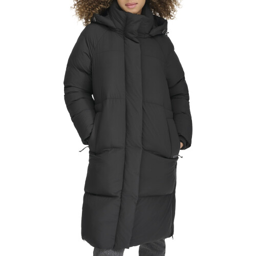 Levi's Levi's Damen Cloud Puff Kapuzen-Midlength Pufferjacke, Schwarz, Klein