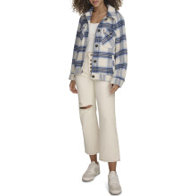 Camisa Chaqueta de Lana a Cuadros Levi's para Mujer, Cuadros Azul Crema, X-Large