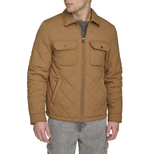 Levi's Giacca da Uomo Quilted Levi's con Collo Laydown, Worker Brown, Media