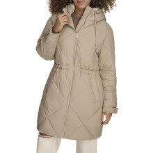 Parka larga de mujer de Levi's con forro de sherpa suave, color nuevo beige, talla X-Small