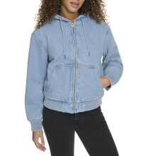 Levi's Damen Workwear Hoody Bomber, Hellblau Denim (gefüllt), Größe L