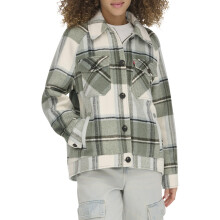 Camisa chaqueta de cuadros de lana relajada Levi's para mujer, Sage Plaid, Grande