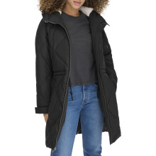 Parka Larga de Mujer Levi's con Forro de Sherpa y Diseño en Diamante (Tallas Estándar y Plus), Negro, X-Large