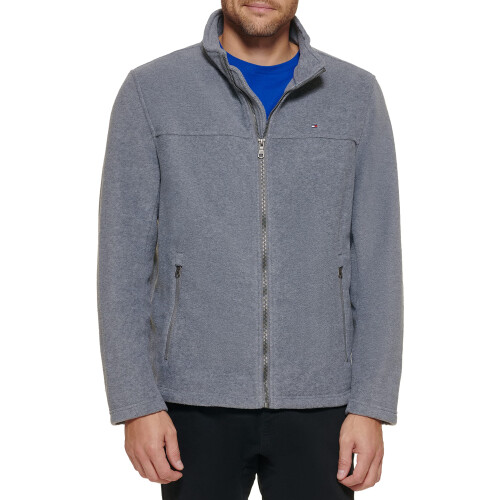 Tommy Hilfiger Tommy Hilfiger herr Classic Zip Front Polar Fleece Jacka, Ljusgrå, Medium US