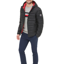 Tommy Hilfiger Heren Waterdichte Ultra Loft Gevoerde Hooded Puffer Jas, Zwart, Klein