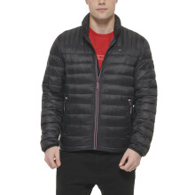 Chaqueta Puffer Ligera y Empacable Tommy Hilfiger para Hombre, Negro, Grande