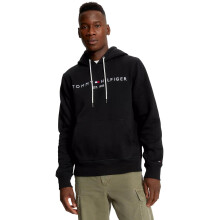 Tommy Hilfiger heren Geborduurde Tommy Logo Fleece Pullover Hoodie, Zwart, L