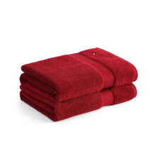 Tommy Hilfiger - Badhanddoeken Set, Absorberend Katoen Terry, Zero Twist, Medium Gewicht, Oeko-Tex Gecertificeerd (Modern American Rood, 2 Stuks)