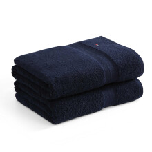 Tommy Hilfiger - Badhanddoekset, Absorberend Katoen, Zero Twist, Gemiddeld Gewicht, Oeko-Tex Gecertificeerd (Modern Amerikaans Donkerblauw, 2 Stuks)