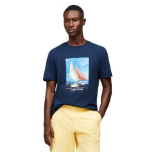 Tommy Hilfiger Heren Sail Foto Print Logo T-shirt, Nacht Hemel Groot
