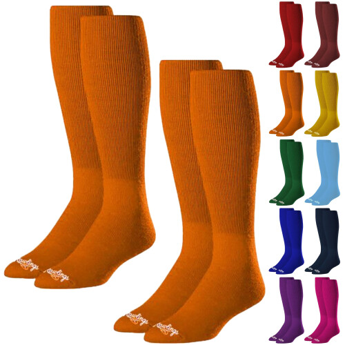 Rawlings Baseball / Fastpitch Softball Socks | 2 Pair | Orange | Large