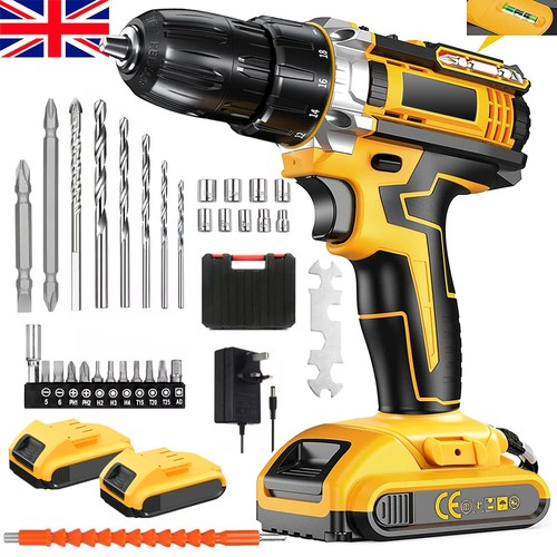 2 Battery 21V Cordless Drill Combi Driver High Power Electric Screwdriver Set UK
