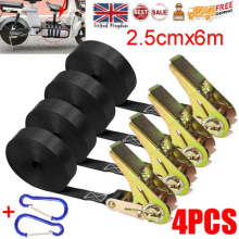 6m x 25mm Zinc Ratchet Straps Tie Down Heavy Duty Cargo Car Rack Lashing Straps