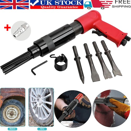 Air Hammer Chisel Descaler Needle Gun With 4 Chisels Tool For Compressor Tool UK