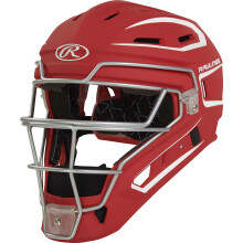 Rawlings | Casco de receptor VELO 2.0 | Béisbol | Senior (7 1/8" - 7 1/2") | Escarlata/Blanco