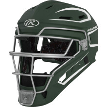 Rawlings | VELO 2.0 Casco de receptor | Béisbol | Junior (6 1/2" - 7") | Verde oscuro/Blanco