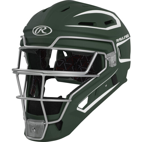 Rawlings | VELO 2.0 Casco per Ricevitore | Baseball | Junior (6 1/2" - 7") | Verde Scuro/Bianco