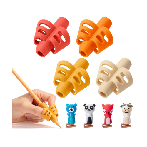 Mr. Pen - Penngrepp för Barn, 4-pack med 4 Klipp, Höstfärger, Flexibel Silikonhållare