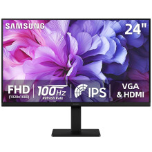 Samsung S24 inch IPS FHD (1920x1080) Monitor, 100Hz Refresh Rate, 5ms, AMD FreeSync, Ergonomic Design, Eye Care, Flicker-Free, Game Mode, HDMI & VGA,