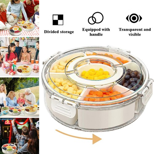 Divided Serving Tray Snack Tray With Lid 6 Compartment Snack Box Container UK